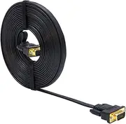 Ultra Flat Thin Flexible VGA Cable 3m Male to Male 15 Pin Computer Monitor SVGA Cord 1080p Full HD Video Wire (10 Feet, Black)
