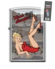 Zippo 5767 Noseart Pinup Street Chrome Finish Lighter + FLINT PACK