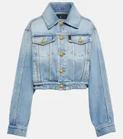 [Balmain] Balmain Cropped denim jacket UK 18 blue