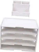 Gadpiparty 1Set Office File Storage Rack Tabletop Documents Stand Magazine Holder with Storage Box for Desk Organization for Dormitory and Office Use