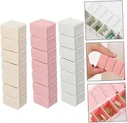 1set Push Pill Box Portable Travel Pill Organiser Portable Medicine Storage Week Compartments Long Storage Medicine Seven Key Case Compartment White Plastic Pp 3pcs