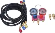Refrigerant Charging Hose with Ball Valves 1 4 SAE Thread Air Conditioning Charging Tools, 3PCS 7inch Color Coded Hoses w Ball Valve for AC