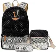 [KiRYu] Teens Backpack Set Canvas Girls School Bags, Bookbags 3 in 1