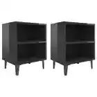 2x High Gloss Bedside Tables Drawers Storage Side Wood Cabinets Nightstand Black