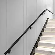 Black Staircase Handrail, 30cm 60cm 80cm 1m 1.5m 180cm 2m 240cm 2.5m 300cm 3.6cm 4.2m 4.5m 540cm 6m Round Pipe Stairs Banister Railing Safety Hand Rail for Indoor Stairs Wall Mount Support Rod(3ft/90c