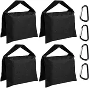 4 Saddlebag Design Sandbag with 4 Hooks, Pre-Filled Weight Bags with Zipper, Heavy Duty Weight Sand Bags for Photo Video Studio Stands Tripod Light Stands Boom Stands Outdoor Canopy Pop up Tents (4)