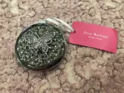 NWT ISAAC MIZRAHI SILVER TONE DOUBLE MIRROR COMPACT W/RHINESTONES & BUTTERFLY