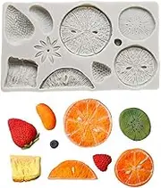 Full-size Fruit Silicone Fondant Mold Strawberry Lemon Kiwi Fruit Tangerine Slice Blueberry Raspberry Durian Silicone Chocolate Candy Mold Cake Decorating Tool Polymer Clay Epoxy Resin Mold