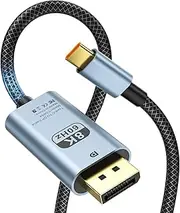 VisionSync USB C to DisplayPort 1.4 Cable 10Ft[HDR, 8K@60Hz, 4K@144Hz, 2K@240Hz],Type C to DP1.4 Cable,Compatible with Thunderbolt 3/4,for lPhone 15/15 Pro Max, MacBook Pro/Air, Mac mini,lPad