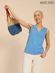 White Stuff Blue 100% Cotton Laila Vest (B79201) | $46