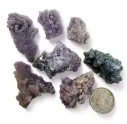 Grape Chalcedony Purple and Green Botryoidal Crystals 41.8 grams 7 Piece Lot