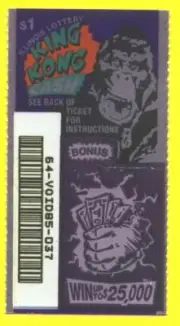 1933 KING KONG LOTTERY SCRATCH TICKET 1990s ILLINOIS SAMPLE VOID UNSCRATCHED