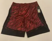 And1 Zebra Stripe Baskeball Shorts 11” Mens Large Black Red Streetball And One