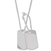 Sterling Silver Double Dog Tag 24" Ball Chain Hallmarked 25 Grams Free Engraving