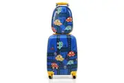 Costway 2PC 18" Luggage + 13" Backpack Set Travel Trolley Suitcase Set Luggage Carry On Bag Hard Shell Car Pattern Birthday Gift