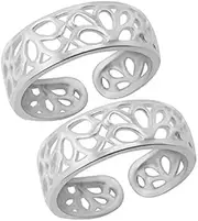 [Tongari] Comfortable Band Design Toe Rings in Pure 92.5 Sterling Silver for Women, Adjustable, Non-Precious Metal, No Gemstone