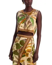 Farm Rio Foliage Sketch Sand Blouse