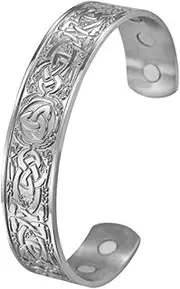 [BOSUGE] Charming Bracelet， Viking Celtic Knot Cuff Bracelet, Women Men Stainless Steel Trinity Knot Totem Bangles, Norse Irish Knot Adjustable Open Bracelet Jewelry Birthday Gift (Color : White)