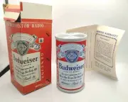 Vintage Budweiser Beer Can AM Transistor Radio w/ Box – Model 57-22814 WORKS