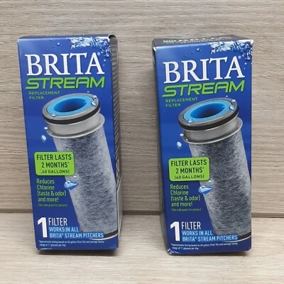 BRITA STREAM 40 Gallons Filter As You Pour Pitcher Replacement Cartridge Lot 2