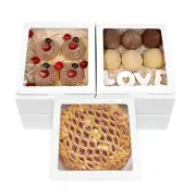 Capkyke 12pcs 9x9x2.5 Inch Pie Boxes White Bakery Boxes Cake Boxes with Windo...