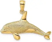 [JewelryWeb] 30.15mm Gold 2 d Textured Killer Whale Charm