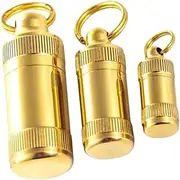 EXQUIMEUBLE 3pcs Brass Pill Cases Portable Pill Holders for Travel Compact Lightweight Containers for Medicine Storage for Hiking Camping and Outdoor Activities