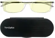 ThinOptics Blue-Light-Blocking Computer Glasses + Milano Aluminum, Magnetic Case | Frontpage Brooklyn Collection, Clear Frame 2.00 Strength Readers