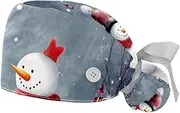 [YTYVAGT] 2-Pc,Gourd-Shaped Working Cap,Fisherman Hat with Buttons and Cotton Sweatband,Christmas Snowmen Snowflakes