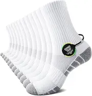 [TUUHAW] 6 Pairs of Socks Men Women Tennis Socks Sports Socks Running Socks Hiking Socks Breathable Cotton Men's Socks Black White Grey, White x 12, 13-15.5 US