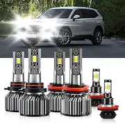 TXBILMOO Compatible For Honda CR-V 2015-2021 9005 H11 High/Low Beam H11 Fog Light Bulbs, 600% Brightness 6500K White with Cooling Fan, Plug and Play, IP68 Pack of 6