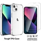 For Apple iPhone 13 12 Mini 11 Pro Max Shockproof Clear Case + Screen Protector
