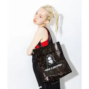 X-girl ANGEL FACE BIG TOTE BAG 女人頭豹紋防水托特包 105212053011