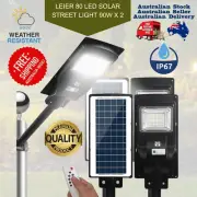 Leier LED Solar Street Light Motion Sensor Outdoor Garden Flood Wall Remote x 2