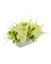 Creative Displays Traditional Peony, Fern & Sedum Arrangement In A Ceramic Pot