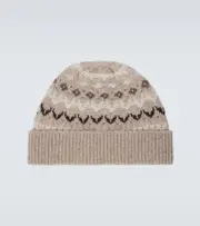 [Loro Piana] Loro Piana Alpe Pile Fair Isle cashmere beanie L beige