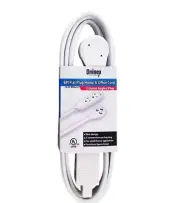 12Ft Flat Angle Power Extension Cord White 16/3 Grounded 3-Outlet Flat Angle