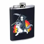Death Unicorn Em1 Flask 8oz Stainless Steel Hip Drinking Whiskey