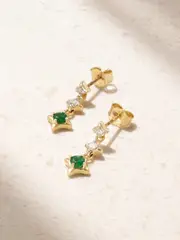 [STONE AND STRAND] STONE AND STRAND - Lights 14-karat Gold, Diamond And Emerald Earrings - One size One size Gold