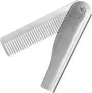 OATIPHO Stainless Steel Portable Folding Beard Comb Lightweight Static Hairdressing Tool for Men for Mustache Styling and Travel Fine Tooth Design for Easy