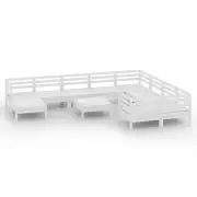 vidaXL 11 Piece Garden Lounge Set White Solid Pinewood