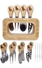 Brand New French Bulldog Cheese Charcuterie Board Deluxe Set Fork Knives Bamboo