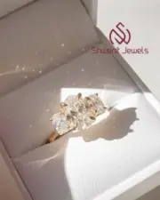 1.40 Ct Oval Cut Lab Grown Diamond Three-Stone Engagement Ring 10K Yellow Gold