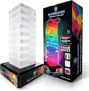 Glowblocks Light-Up Tumbling Tower Game, First Ever LED Toppling Building Blocks Stacking Game, Tumble Tower Indoor Board Games for Kids and Adults with Flashing Lights for Family Game Night