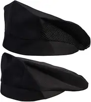 [COLLBATH] 2pcs Black Chef Hat Comfortable Restaurant Waiter Beret Caps with Black Mesh Top for Kitchen Work Creative Cooking and Professional Service