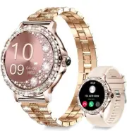 Smart Watch for Women Gold With Diamonds1.3"HD Screen Bluetooth SmartWatch