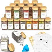 24 Glass Spice Jars with Label, Spice Jar Set with Bamboo Lids 4oz Seasoning &