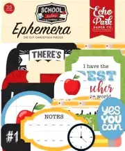 School Days Study Smart Class Teach Teacher Echo Park Ephemera Cards Tags Accent