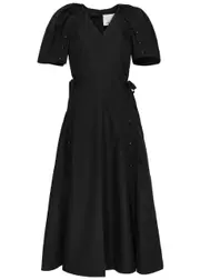 3.1 Phillip Lim Bloom Cotton-blend Poplin Midi Dress - Black - 4 (UK8 / S) 4 (UK8 / S)
