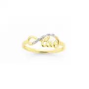 9ct Gold Diamond 'love' Infinity Ring
